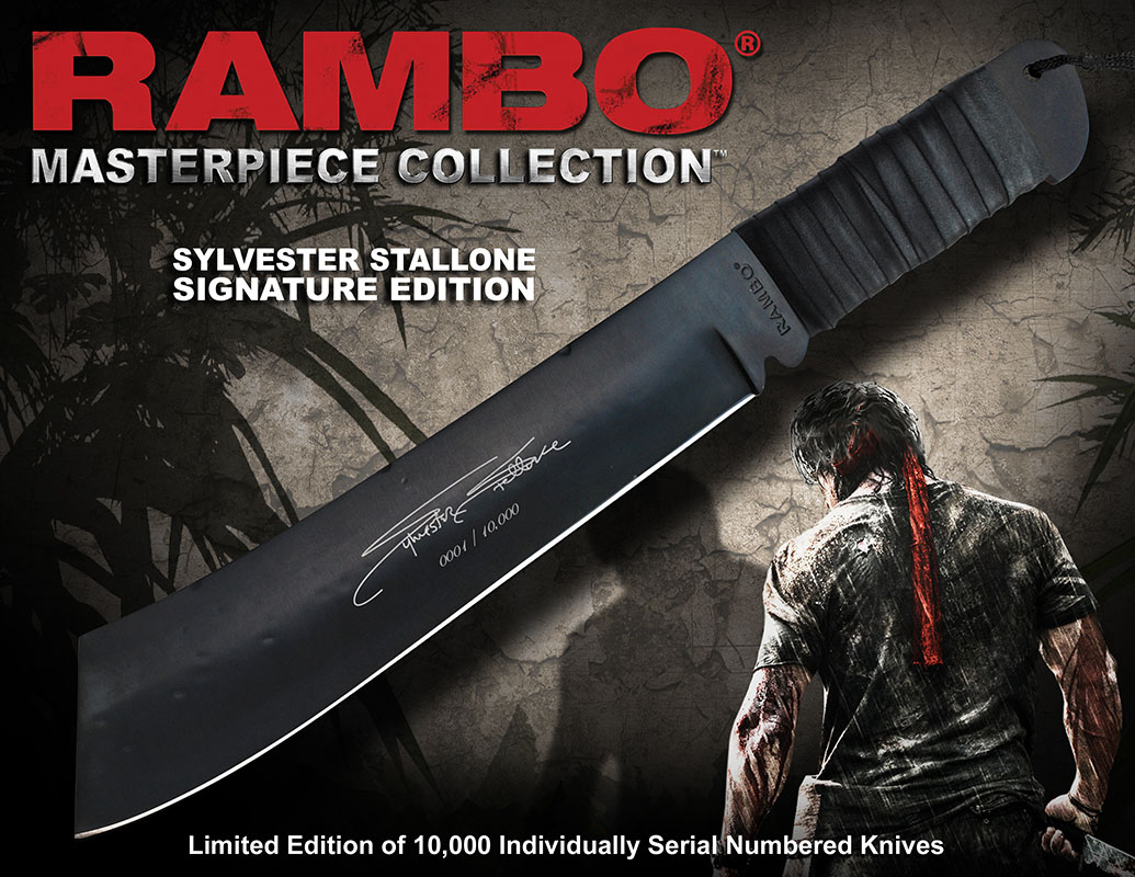 xhcg9299 John Rambo Replik 1/1 Messer Sylvester Stallone Signature Edition 46 cm